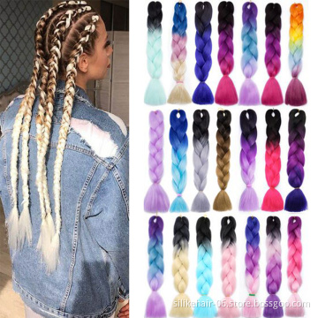 Low Price 24 Inch Ombre Red Blue Green PROTECTIVE STYLE LIGHTWEIGHT Jumbo Braids Hair Easy Braiding Synthetic Hair Extensions